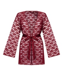Kimono en dentelle intégrale - Rouge