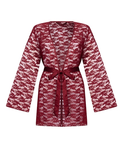 Kimono en dentelle intégrale - Rouge
