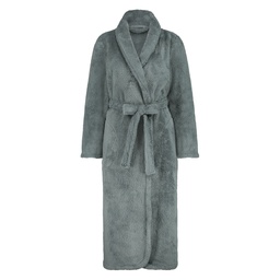 Long Fleece Bathrobe - Green, Vert, coloris