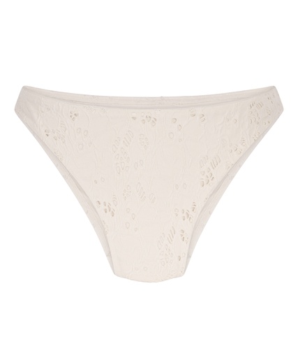 Bas de bikini échancré en crochet - Blanc