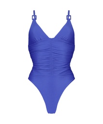 Rib Lagoon High-Cut Swimsuit - Blue