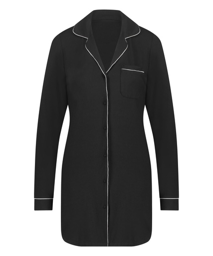 Robe-chemise à manches longues en jersey Essential - Noir