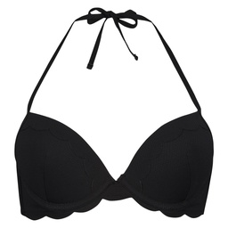 Scallop push-up underwired bikini top Cup A - E - Black, Noir, coloris