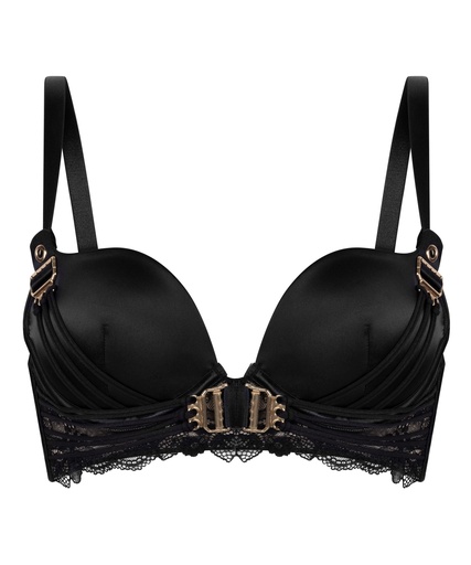 Soutien-gorge à armatures longline push-up préformé Avela - Noir