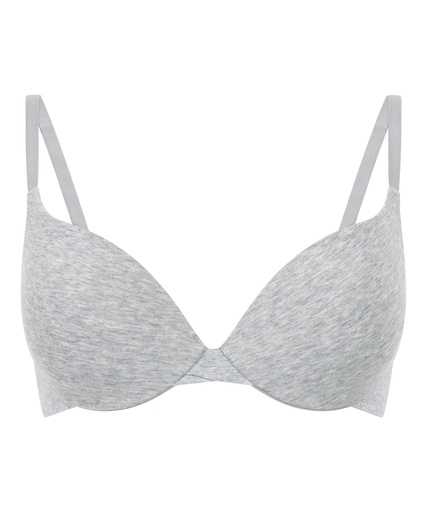 Soutien-gorge à armatures rembourré push-up en coton - Gris
