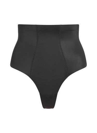 String taille haute avec gaine sculptante en dentelle scuba - Noir