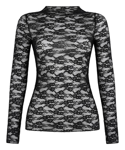 Top en dentelle intégrale - Noir