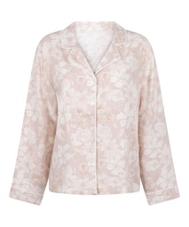 Veste de Pyjama en Lin à Fleurs - Rose
