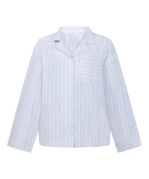 Veste en coton tissé à rayures - Bleu, Bleu, coloris