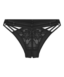 Slip brésilien ouvert à l'entrejambe Emmeline - Noir