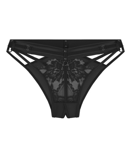 Slip brésilien ouvert à l'entrejambe Emmeline - Noir