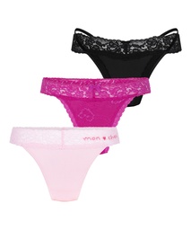 Pack de 3 strings - Rose, Rose, coloris