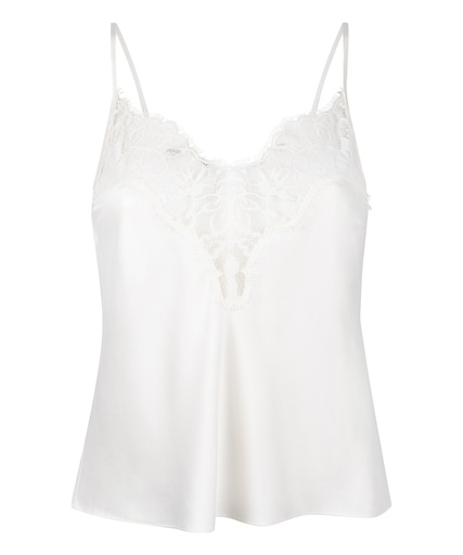 Caraco Valerie en Satin et Dentelle - Blanc