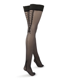 20 Denier Bas Autofixants Pretty Lace - Noir, Noir, coloris