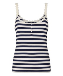Débardeur en Jersey Côtelé avec Dentelle - Bleu marine, Bleu marine, coloris