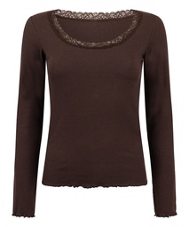 Top Jersey avec Dentelle - Marron, Acajou, coloris