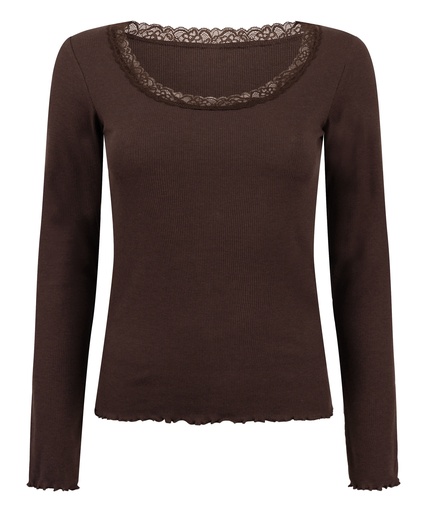Top Jersey avec Dentelle - Marron