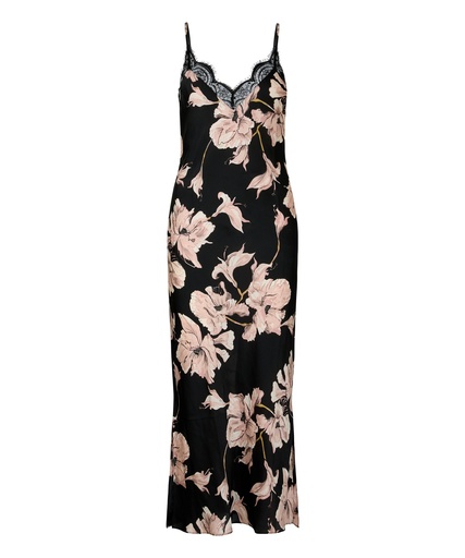 Slipdress Long Flower - Noir