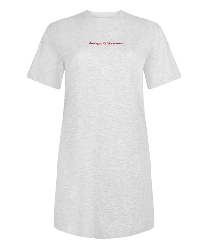 Chemise de nuit à col rond - Gris chiné clair