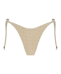 Crochet Lurex High Leg Bikini Bottom - White, Blanc, coloris