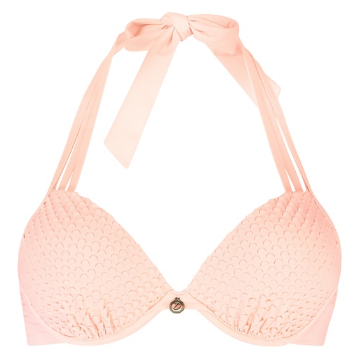 Doutzen Textured Skin Padded Underwired Push-Up Bikini Top - Pink