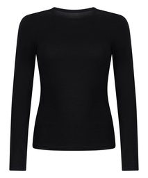 Haut à manches longues en coton doux - Noir, Noir, coloris