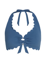 Haut de bikini dos nu festonné - Bleu, Bleu, coloris