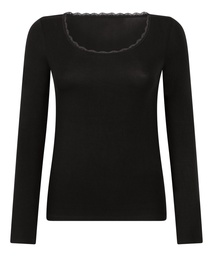 Haut de pyjama à manches longues Jersey - Noir, Noir, coloris