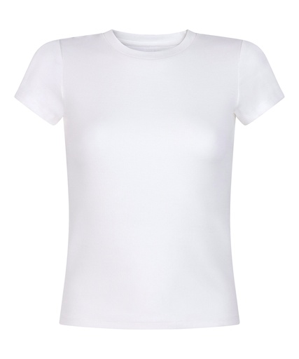 Haut de pyjama manches courtes rib crew neck - Blanc