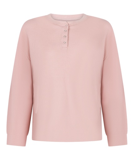 Haut gaufre Henley - Rose