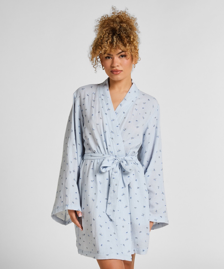 Robe courte en mousseline - Bleu