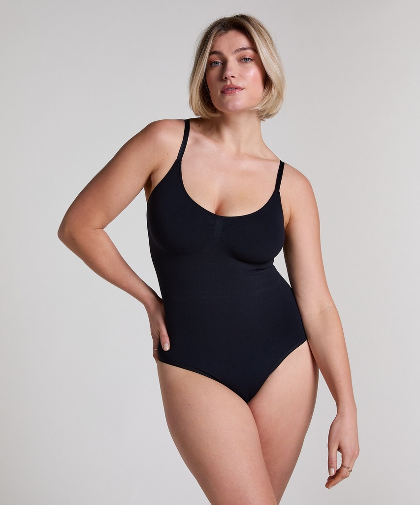 Body à jambe haute sans couture mise en forme - Noir