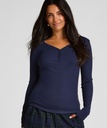 Haut de pyjama à manches longues Henley - Bleu