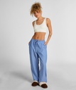 Pantalon en coton tissé à rayures - Bleu