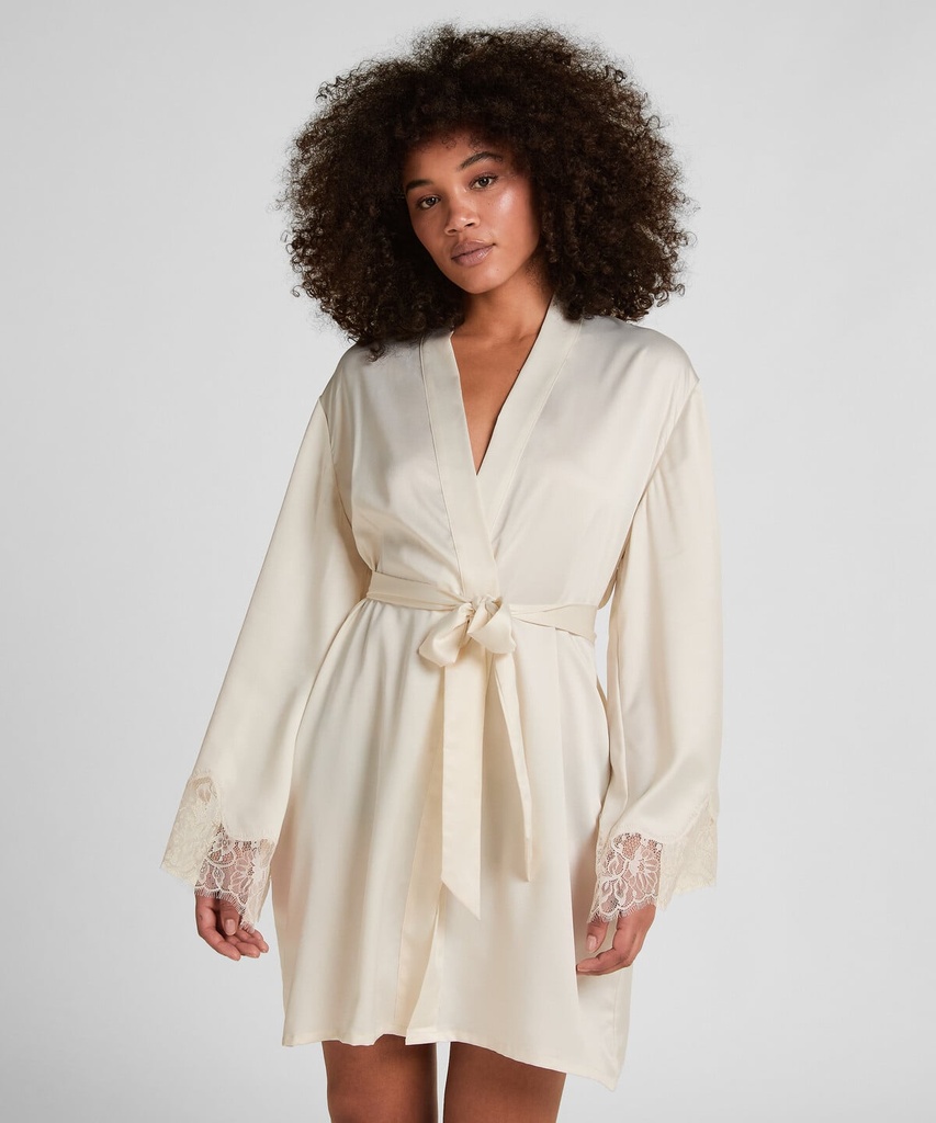 Kimono en satin Valerie - Blanc