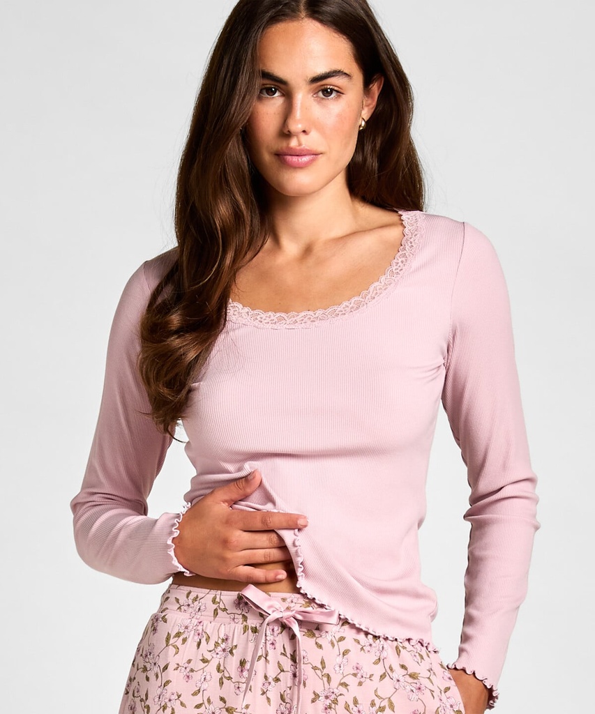 Top Jersey avec Dentelle - Rose