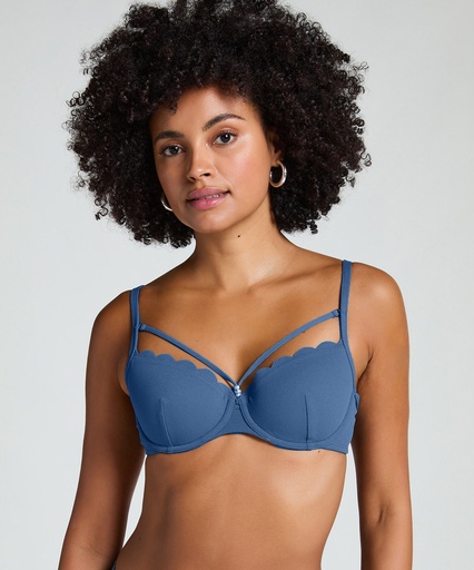 Haut de bikini préformé à armatures Scallop - Bleu