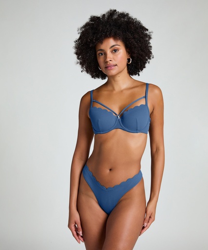 Slip de Bikini Échancrés Scallop - Bleu