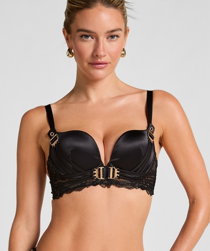 Soutien-gorge à armatures longline push-up préformé Avela - Noir