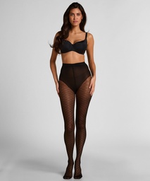 Collants 30 Deniers imprimés - Noir, Noir, coloris