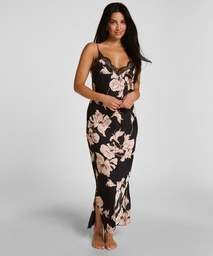 Slipdress Long Flower - Noir, Noir, coloris