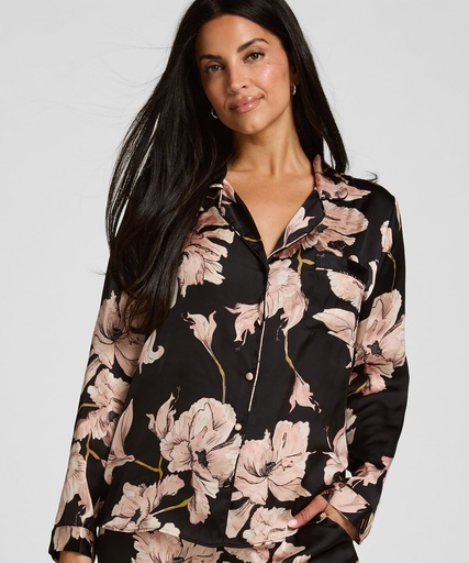 Veste de pyjama Flower - Noir